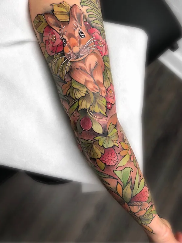 color illustrative Tatuaggio su full sleeve #23406 | Tatuatore Marty Early