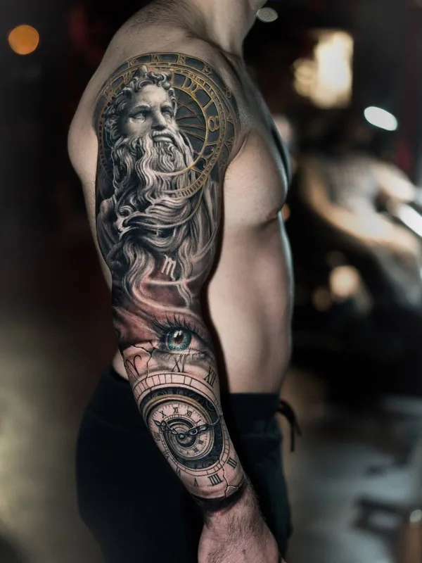 male black and grey realism Tatuaggio su full sleeve #23366 | Tatuatore Darwin Enriquez