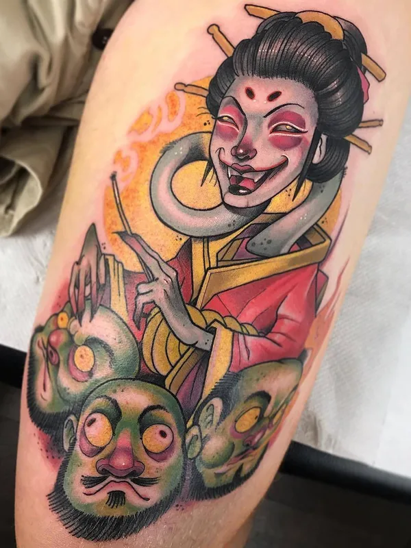 color japanese tattoo on thigh #23696 | Tattoo Artist Guindero
