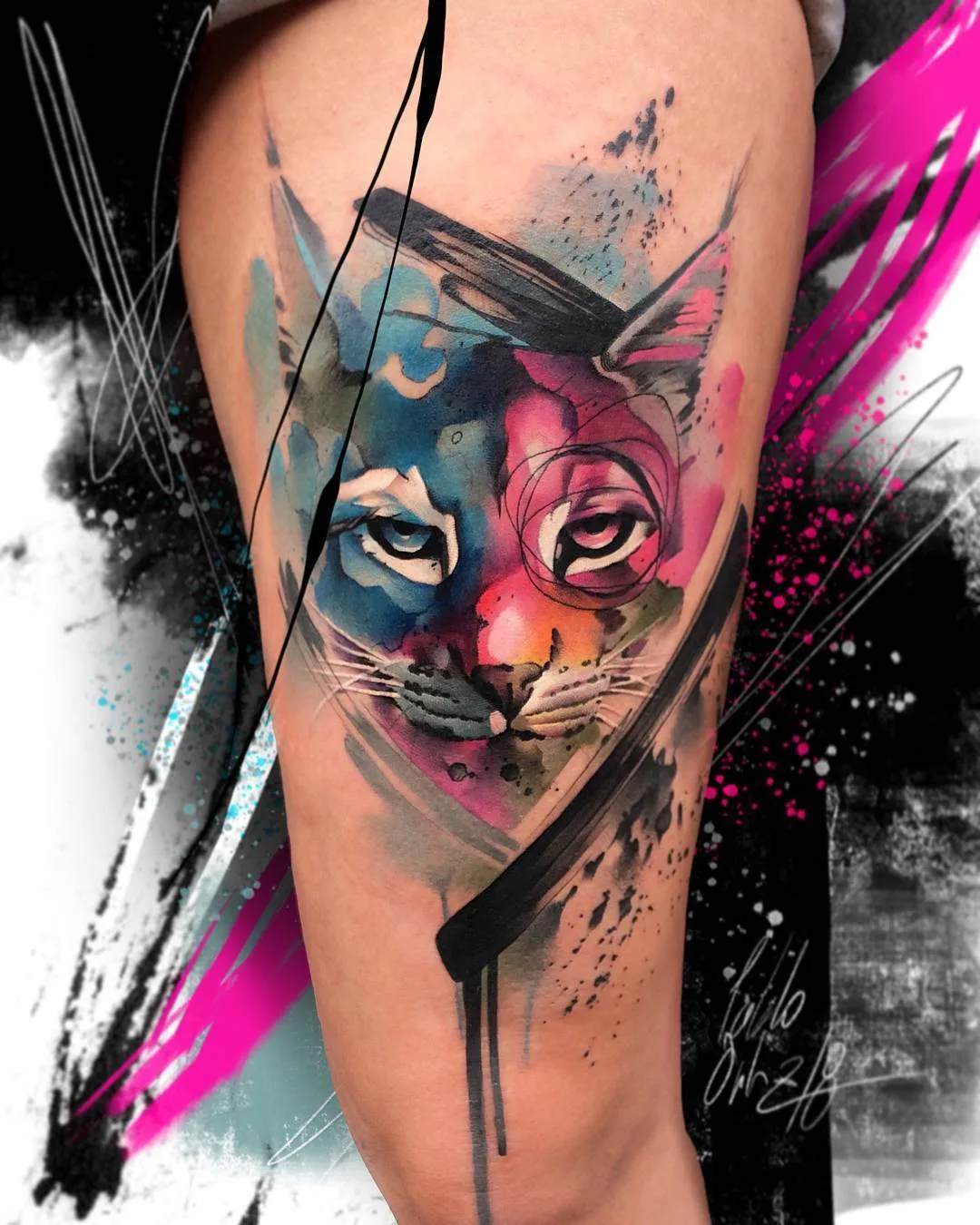 Tatuagem artista Pablo Ortiz, estilo aquarelais surrealista | Espanha