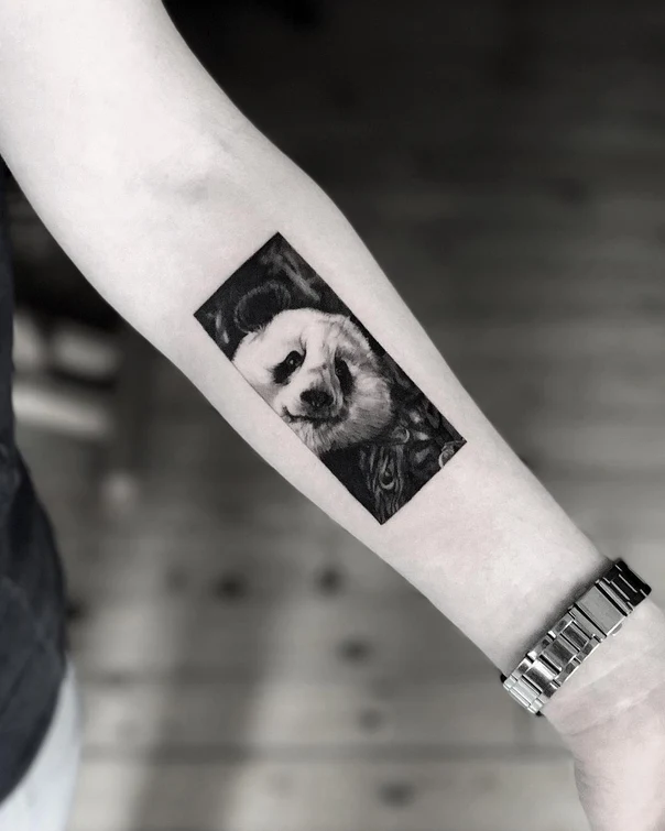 Black & Grey Animal, Dog tattoo on Forearm