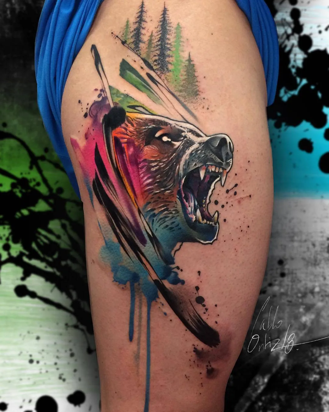 Tatuagem artista Pablo Ortiz, estilo aquarelais surrealista | Espanha