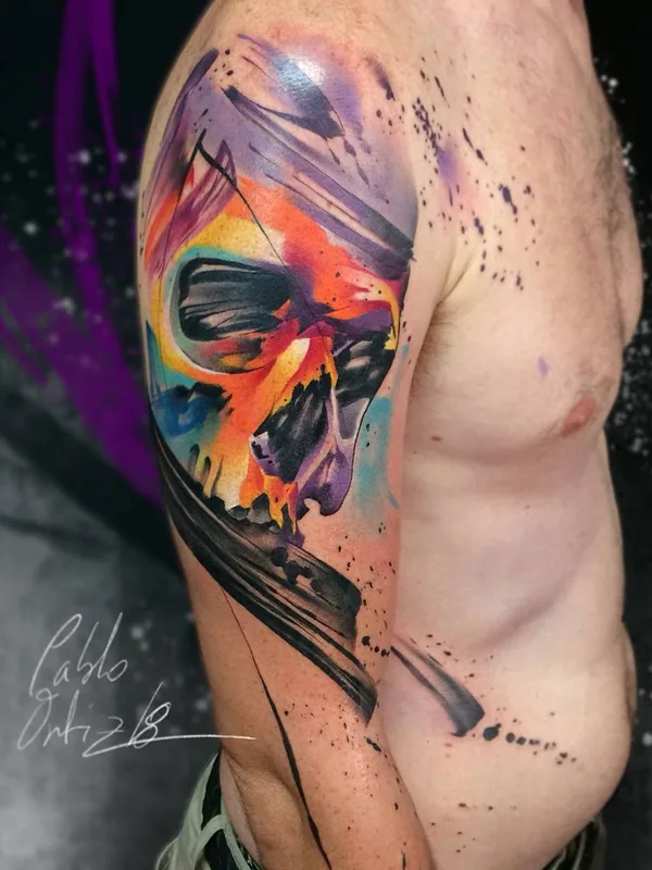 male color watercolor Tatuagem em full sleeve #23347 | Tatuador Pablo Ortiz