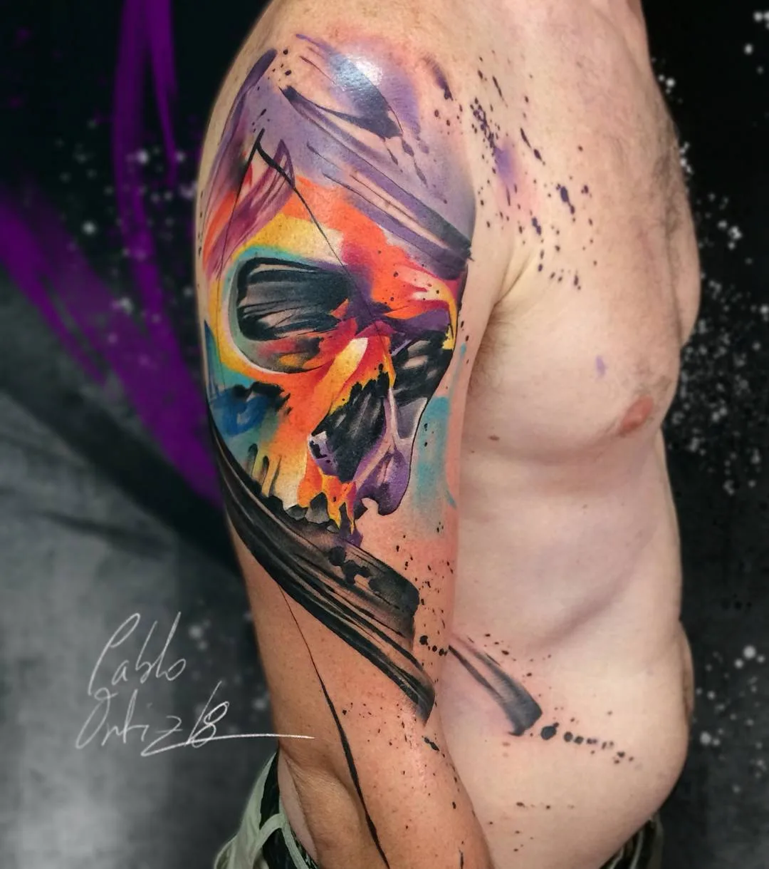 Tatuagem artista Pablo Ortiz, estilo aquarelais surrealista | Espanha