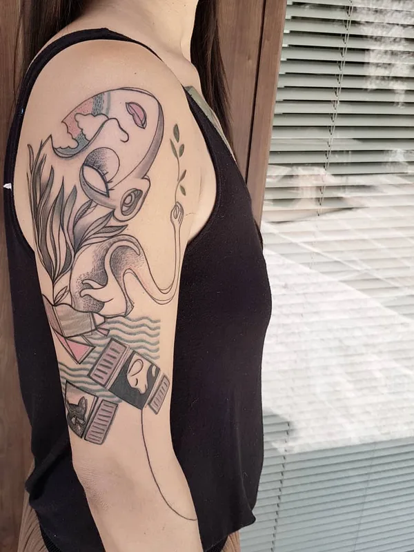 female color illustrative Tatuagem em upper arm #23084 | Tatuador Matteo Cascetti