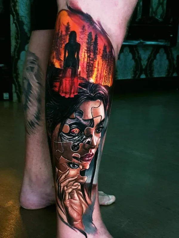 color realism tattoo auf calf #23721 | Tätowierer Akbar Tawakkal