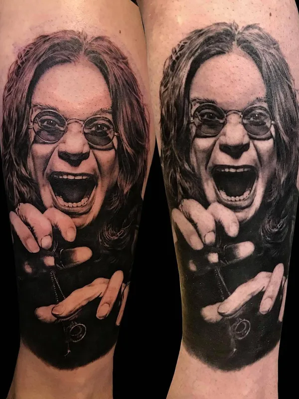 black and grey realism Tatuagem em calf #23276 | Tatuador Zhang Po