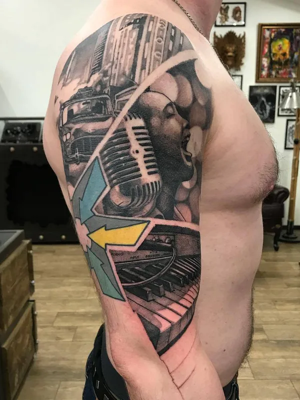 male black and grey realism Tatuaggio su full sleeve #22930 | Tatuatore Dima Inmirrioi