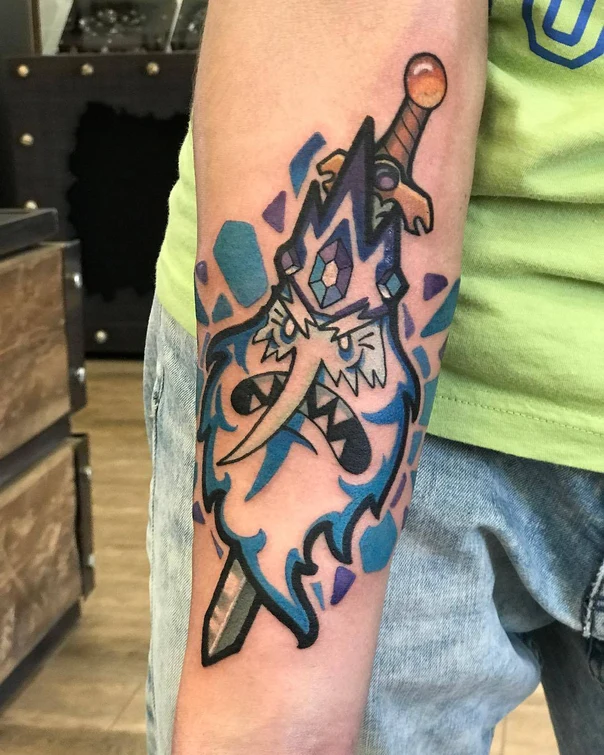 Cartoon Sword, Character tattoo на Предплечье