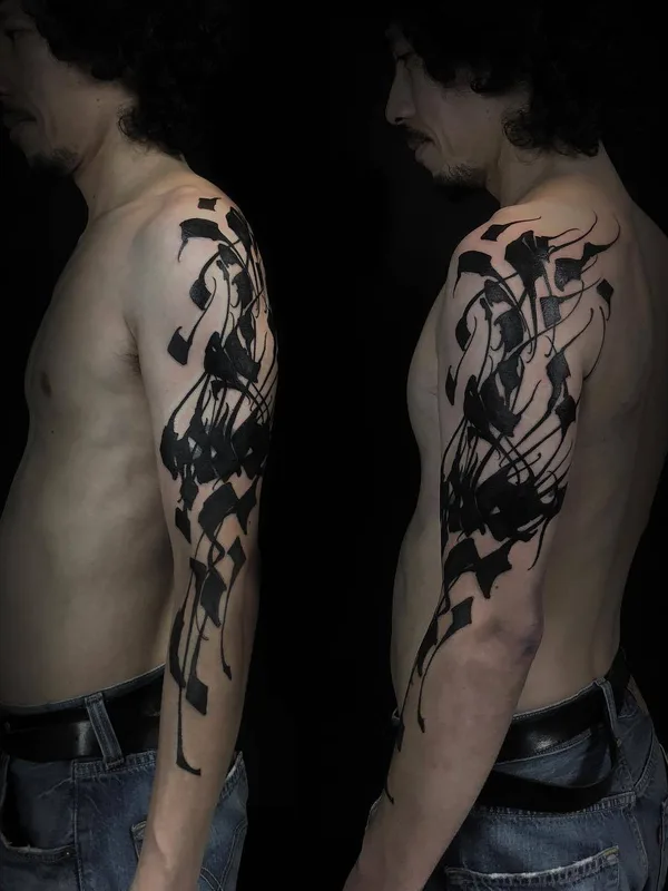 male black abstract Tatuagem em full sleeve #23610 | Tatuador Gordon Lettuce