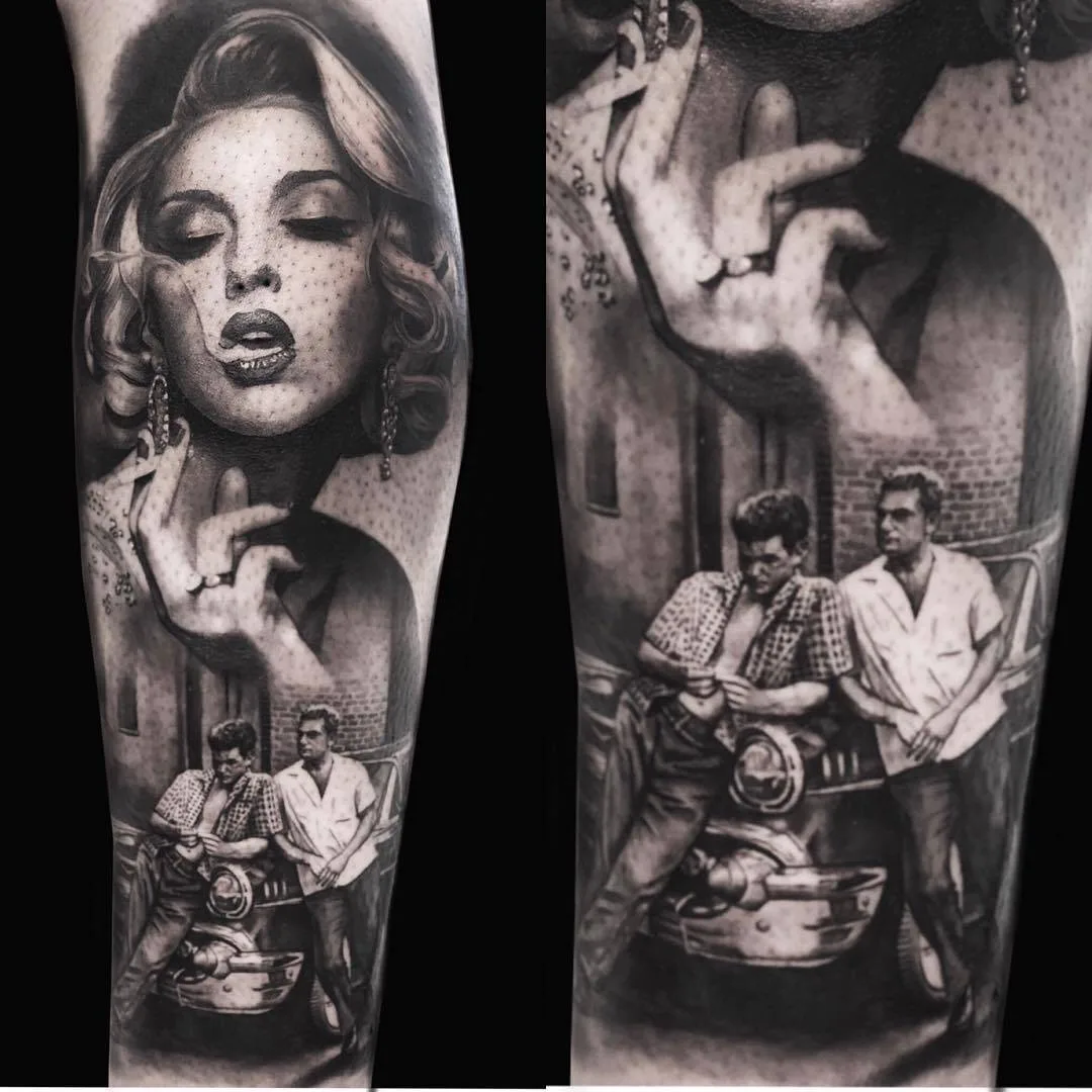 Artista del tatuaggio Matteo Pasqualin, ritratto in nero e grigio realistico | Italia