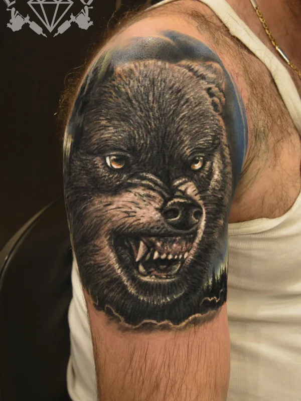 male black and grey realism татуировка на upper arm #23807 | Тату мастер Илья Labyrinth