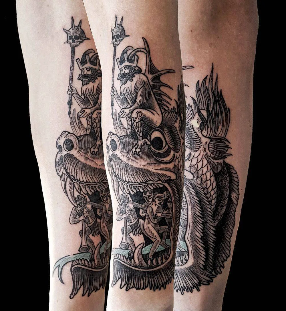 Tattoo artist Marcin Pawlus, tattoo studio DWA ŚLEDZIE , color and black authors style tattoo| Poland