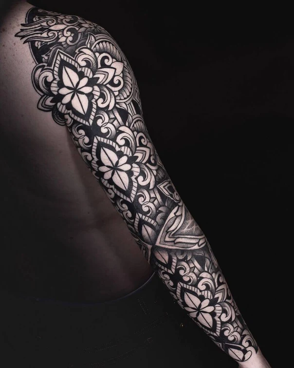 Ornamental Floral, Mandala tattoo on Full Sleeve