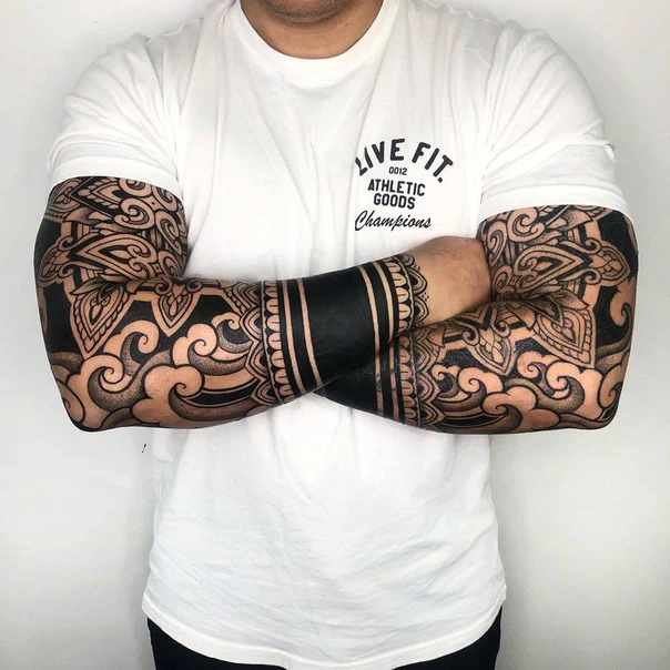 Blackwork Mandala, Geometric tattoo on Full Sleeve