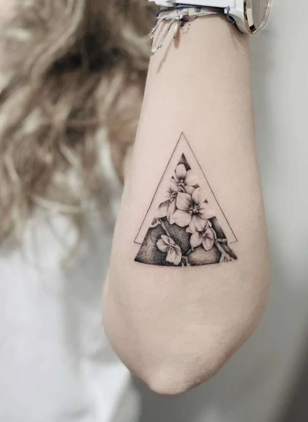 Fineline Flowers, Geometric tattoo on Forearm