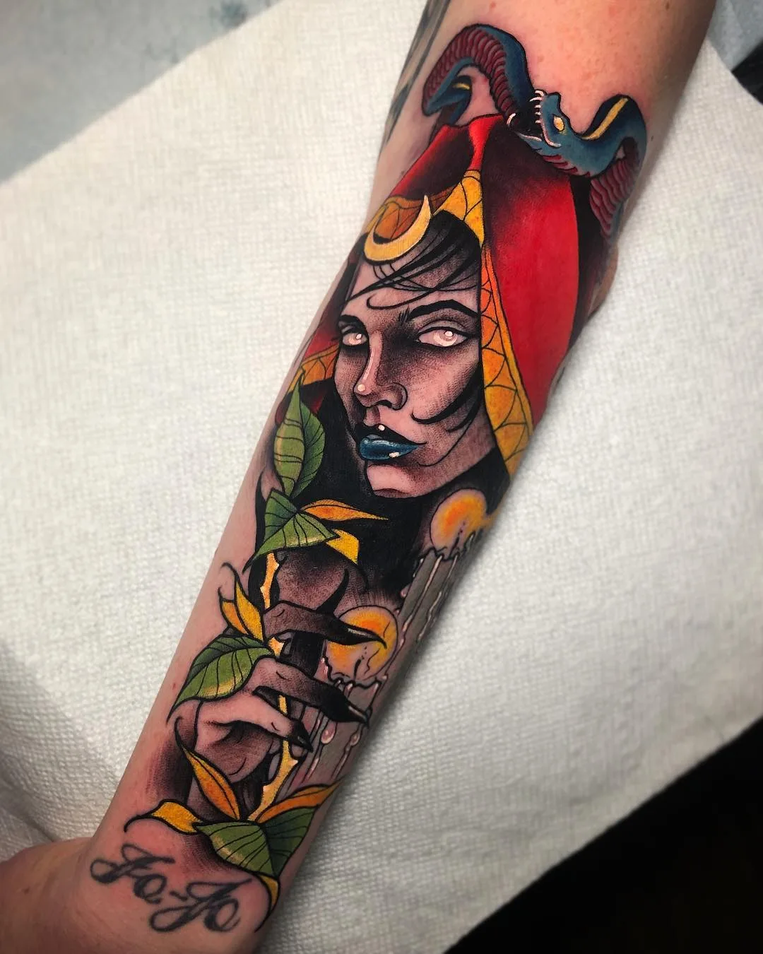 Tattoo artist Jeff Saunders, color neotraditional tattoo | United States