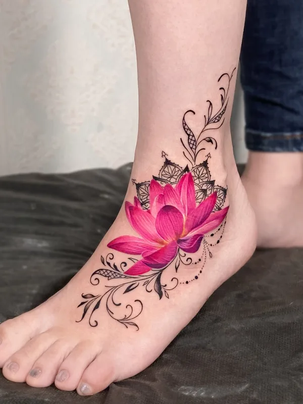 female color botanic татуировка на foot #41765 | Тату мастер Кристина Галиулина / Crystal Tattoo