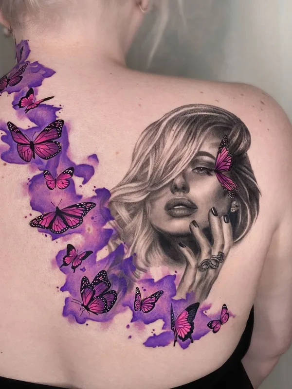 female color realism татуировка на upper back #41764 | Тату мастер Кристина Галиулина / Crystal Tattoo