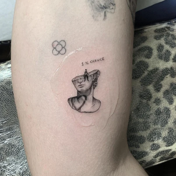 Fineline Bust, Figure tattoo on Forearm