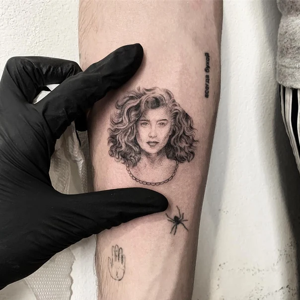 Realism Portrait, Spider tattoo on Forearm