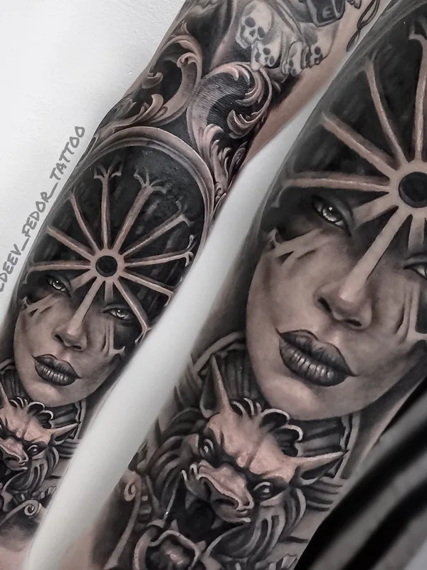 female black and grey realism 타투 부위 forearm #41831 | 타투이스트 Поздеев Федор