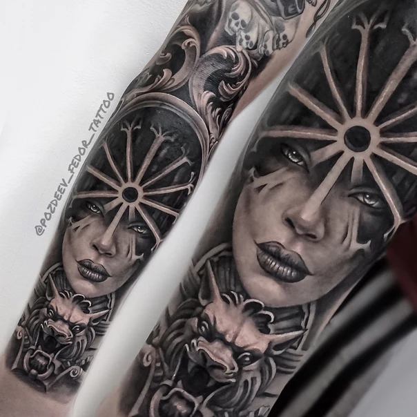 Реализм Portrait, Lion tattoo на Предплечье