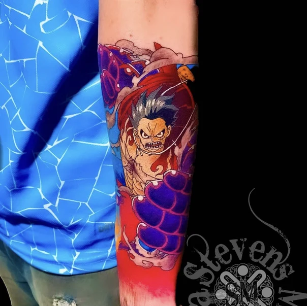 Anime Anime character, Action tattoo on Forearm
