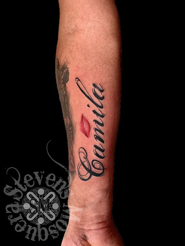 color lettering tattoo auf forearm #42017 | Tätowierer Stevens Mosquera