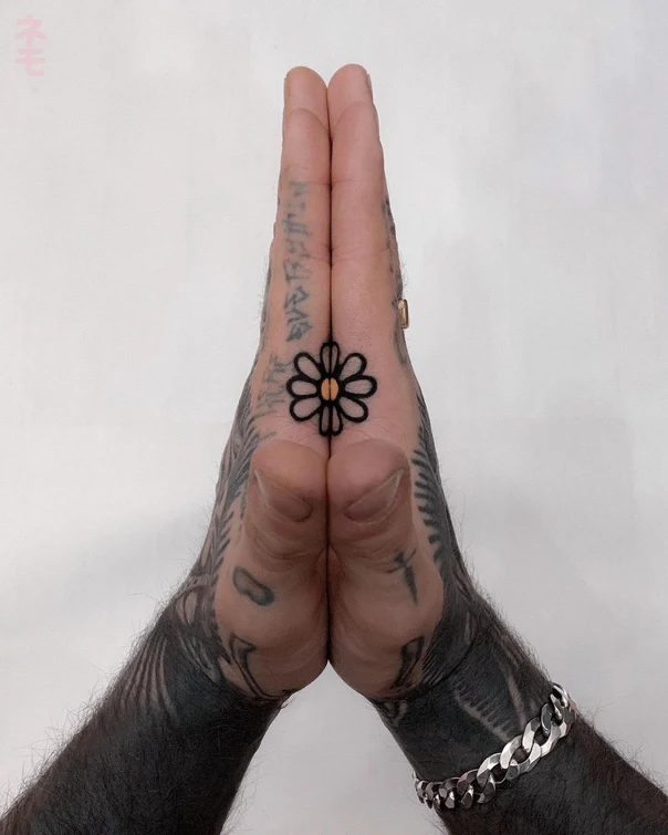 Linework Flower tattoo on Palm