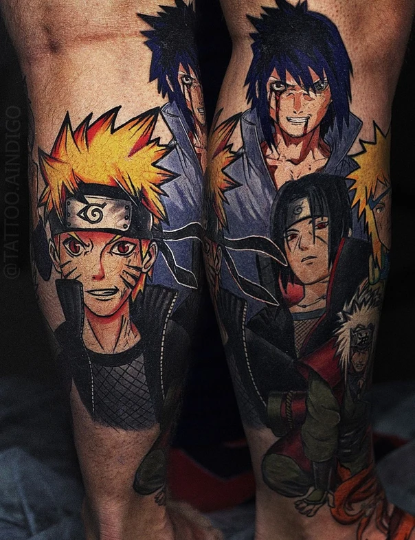 Аниме Anime characters tattoo на Бедро