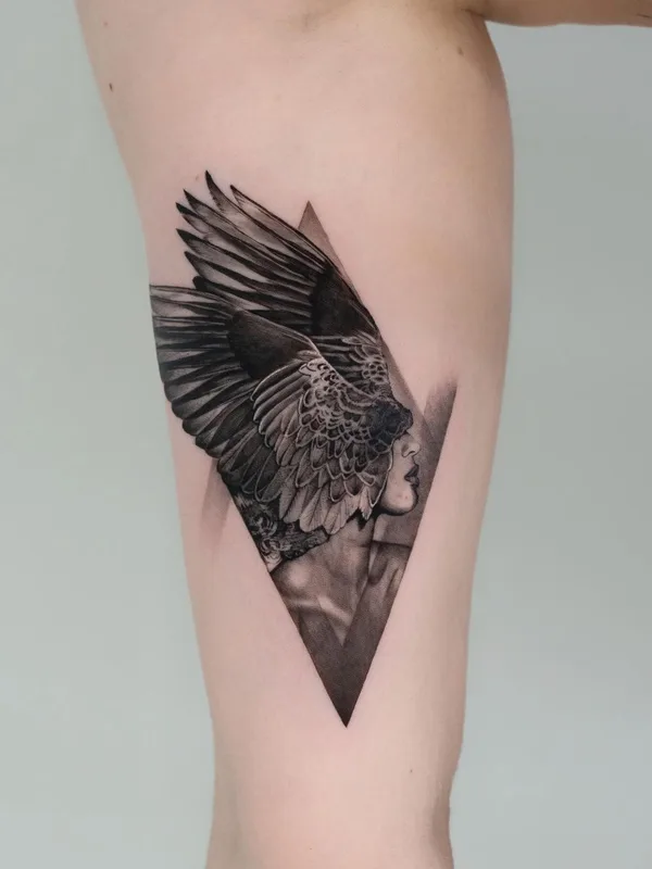female black and grey black and grey tatouage sur thigh #58136 | Artiste tatoueur Jake Berry
