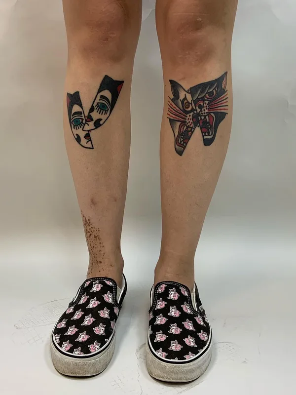 color traditional tattoo auf calf #58154 | Tätowierer Denxku