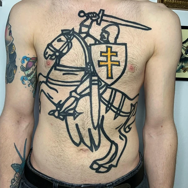 Лайнворк Knight, Horse tattoo на Грудь