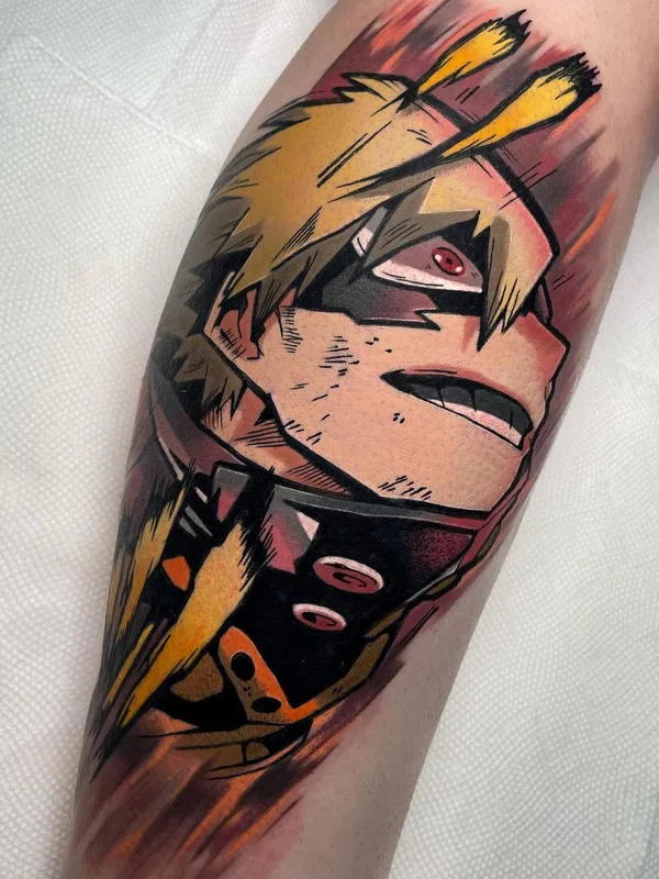 color anime tatuaje en calf #58210 | Tatuador Chris House