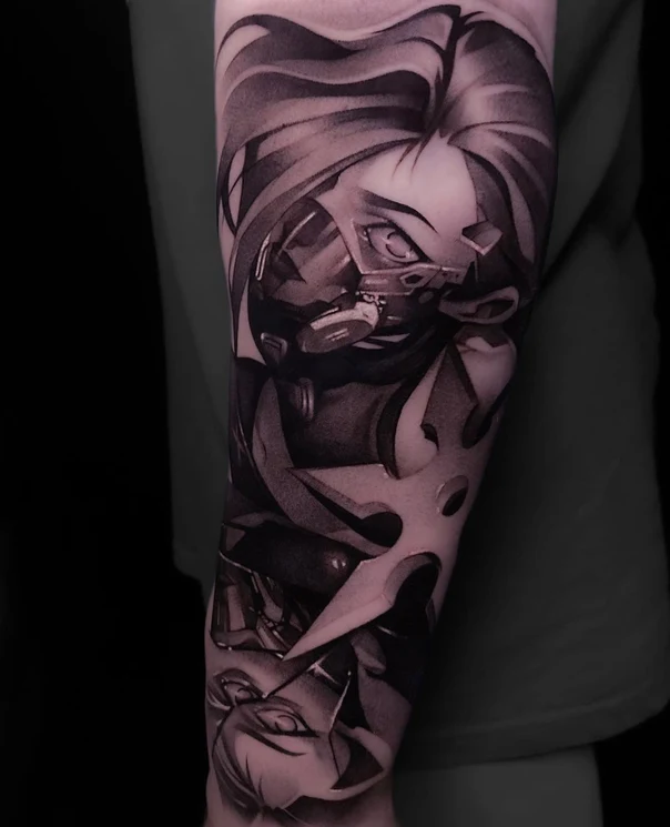 Аниме Character tattoo на Полный рукав