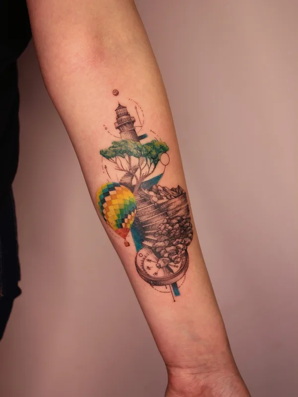 color illustrative 纹身 在 forearm #58351 | 纹身师 Юлия Гришанок