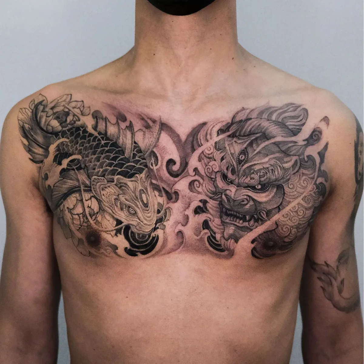 Chest Irezumi tattoo done by Girin