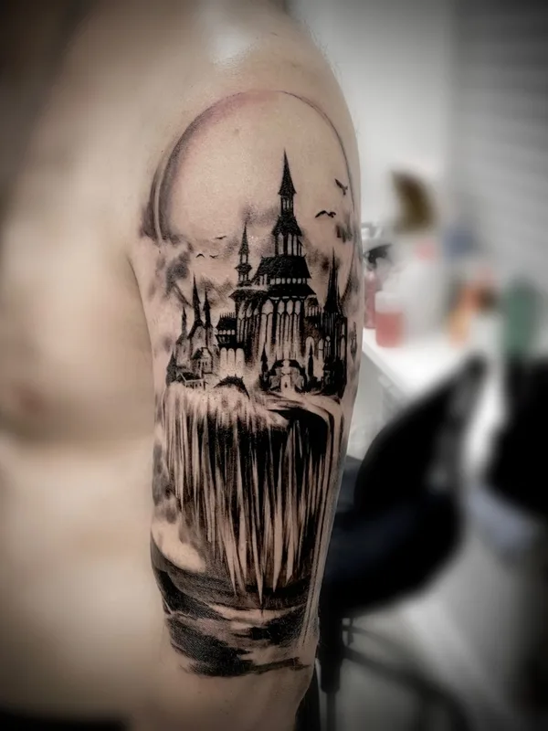 male black and grey black and grey 타투 부위 upper arm #58555 | 타투이스트 Sofia Kitsune Tattoo