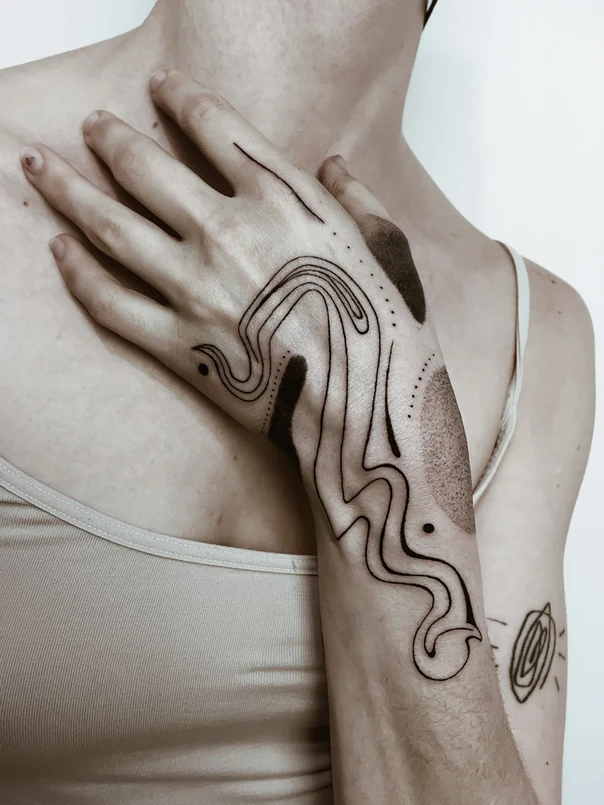 Linework Abstract, Geometric tattoo on Hand