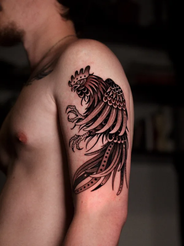 male black and grey traditional tatouage sur upper arm #72774 | Artiste tatoueur ros helem
