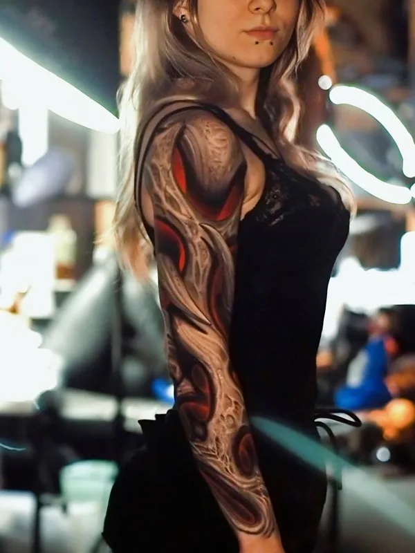 female color biomechanical татуировка на full sleeve #72857 | Тату мастер Тони Рут