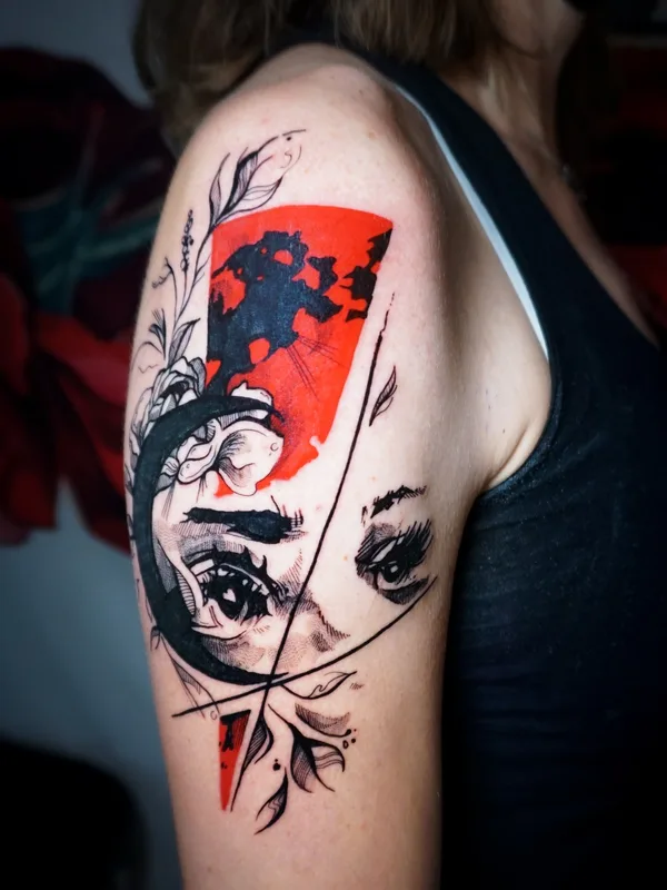 female color sketch tattoo on shoulder #72910 | Tattoo Artist Ralkinz