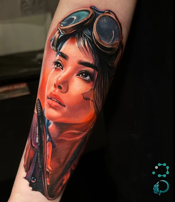 Реализм Portrait, Goggles tattoo на Предплечье
