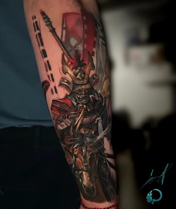 Японская Samurai, Horse tattoo на Предплечье