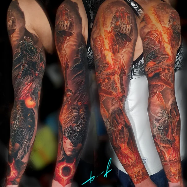 Реализм Fantasy, Characters tattoo на Полный рукав