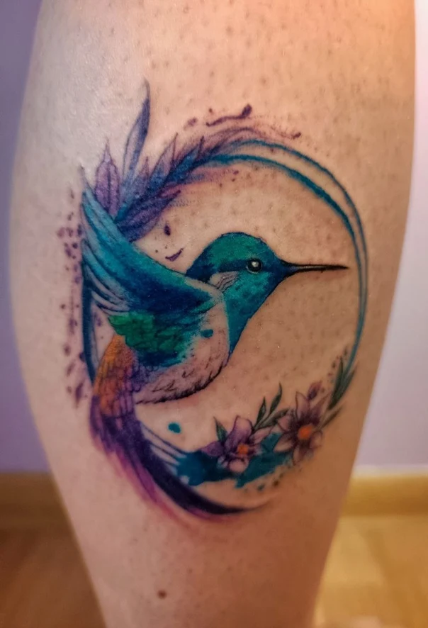 Акварель Hummingbird, Floral tattoo на Икра