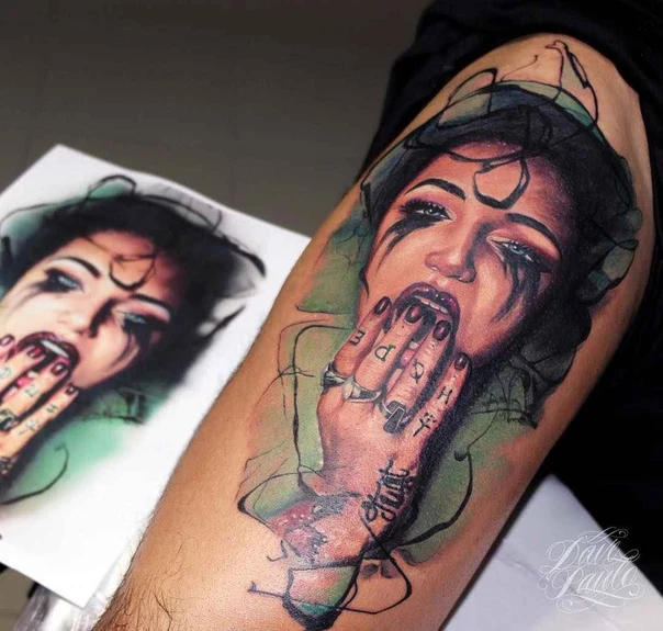 Realism Portrait, Face tattoo on Forearm