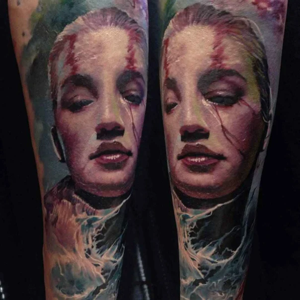 Realism Portrait, Face tattoo on Forearm