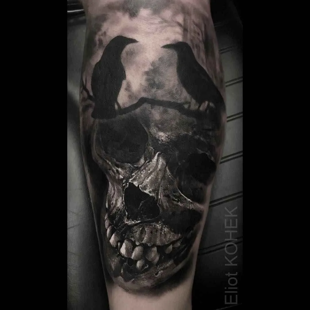 Tattoo artist Eliot Kohek dark skull realism tattoos | Мрачный реализм тату-мастера Eliot Kohek татуировки череп